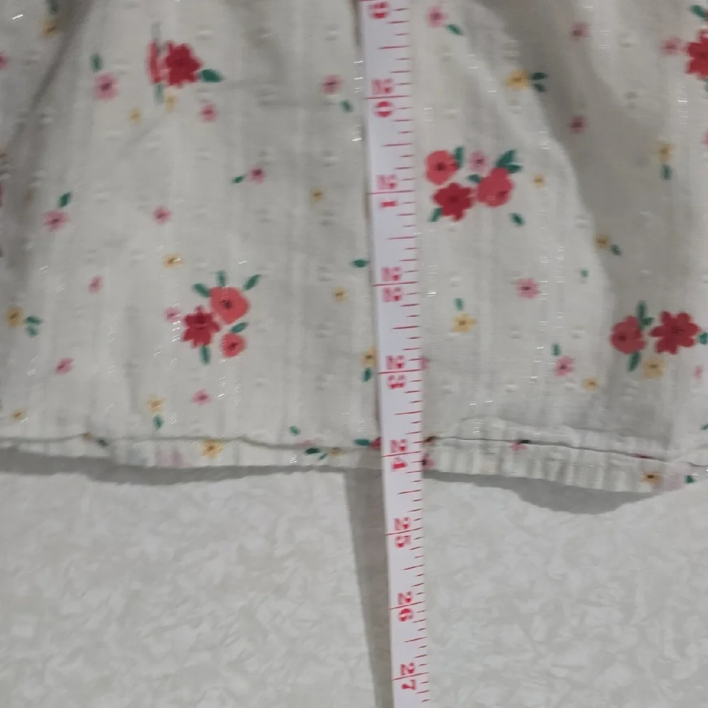 Cat & Jack Cream Red Floral Bishop Long‎  Sleeve Dress Size 7/8